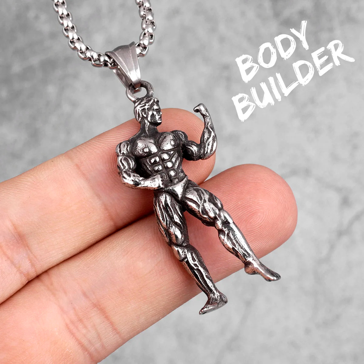 Fitness Bodybuilding Stainless Steel Men Necklaces Pendants