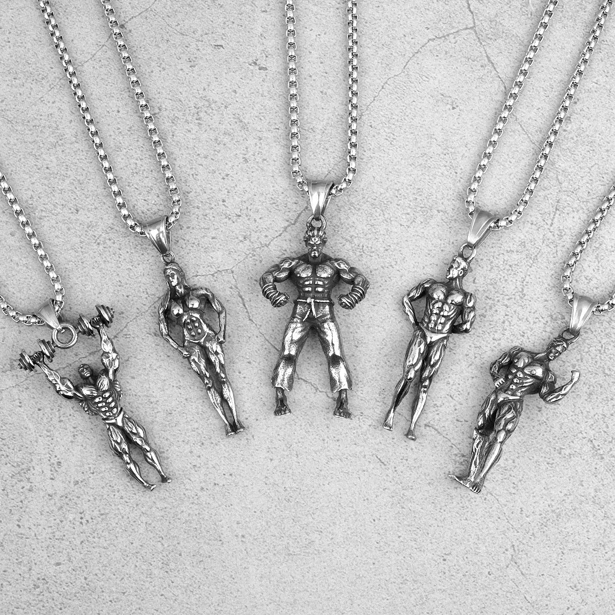 Fitness Bodybuilding Stainless Steel Men Necklaces Pendants