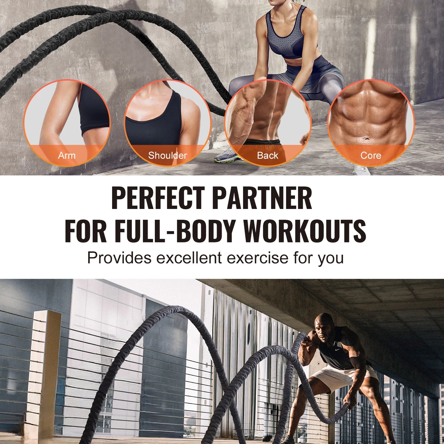 Battle Rope Polyester Exercise Rope Battle Exercise Equipment