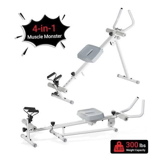 4-in-1 ab-trainer combined rowing machine with adjustable height levels