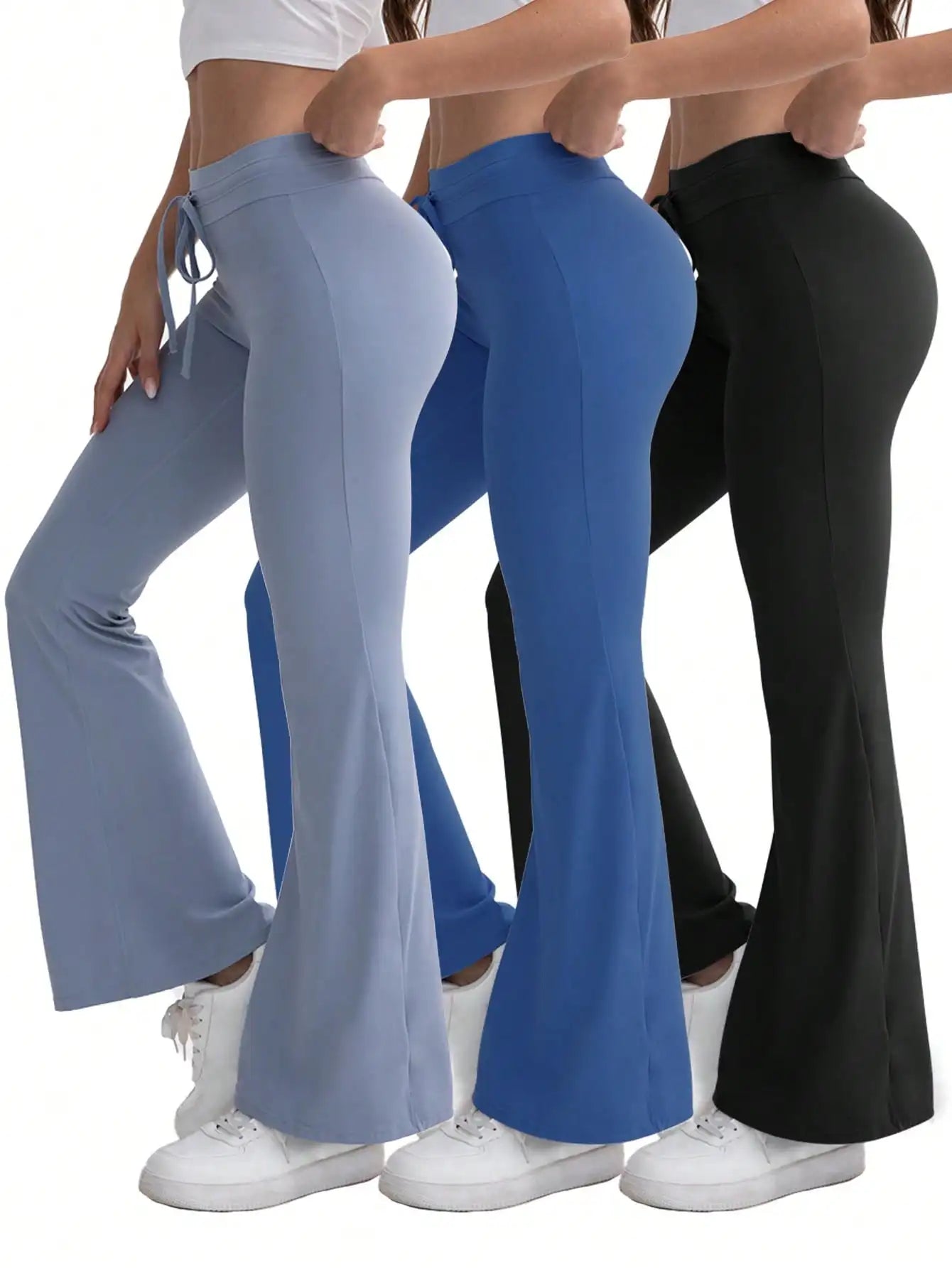 3pcs Women's Flare Yoga Pants Waistband