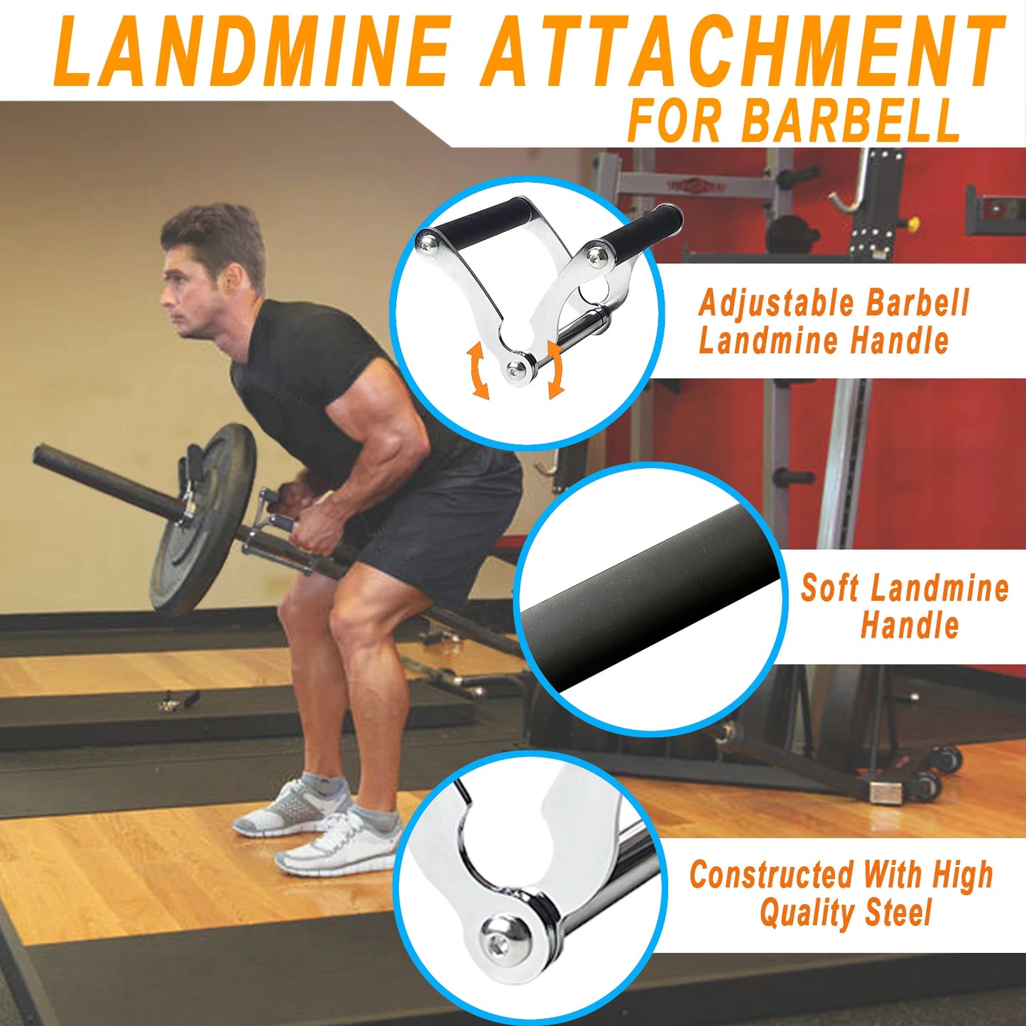 V Bar Row Landmine Handle Attachment for Barbell Bars