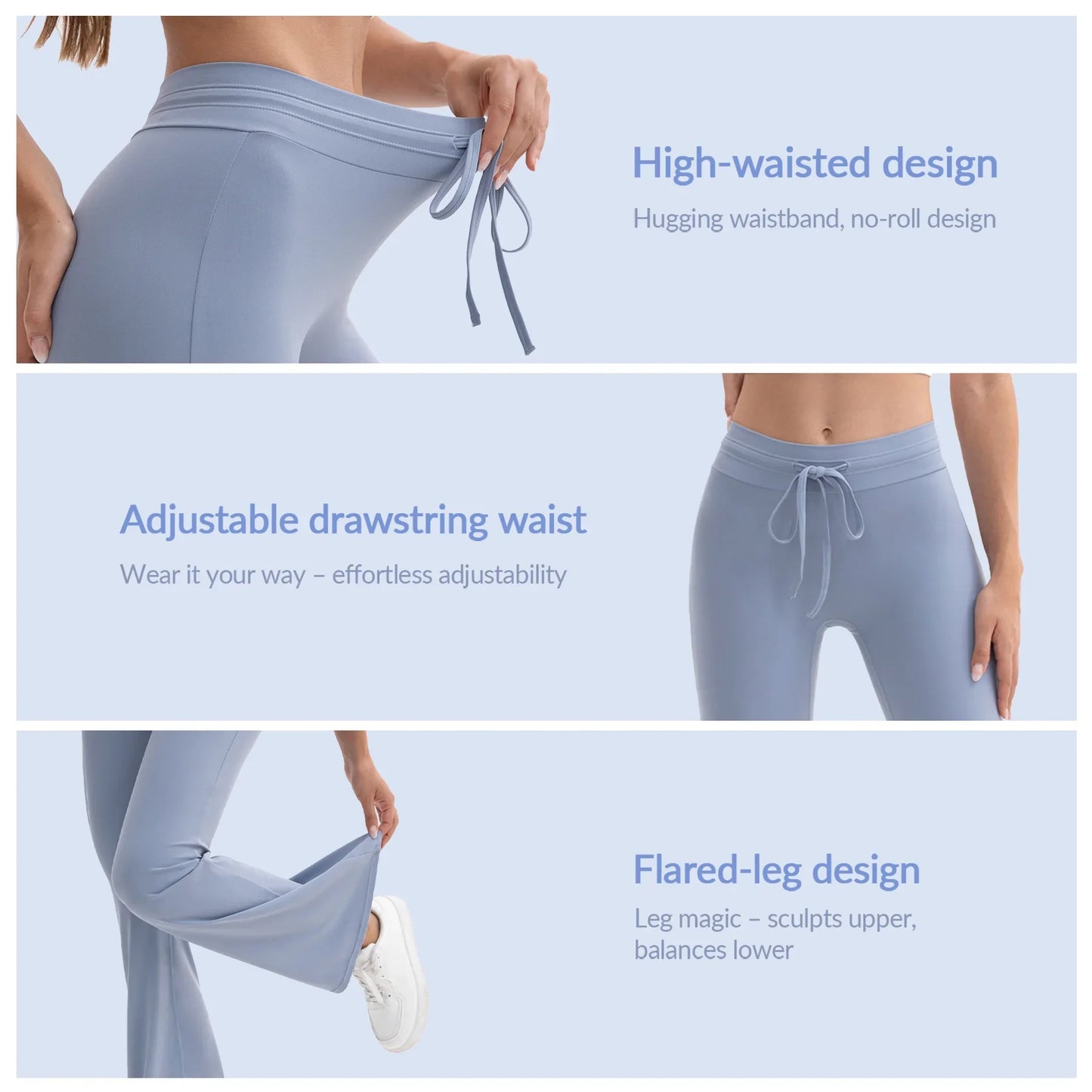 3pcs Women's Flare Yoga Pants Waistband