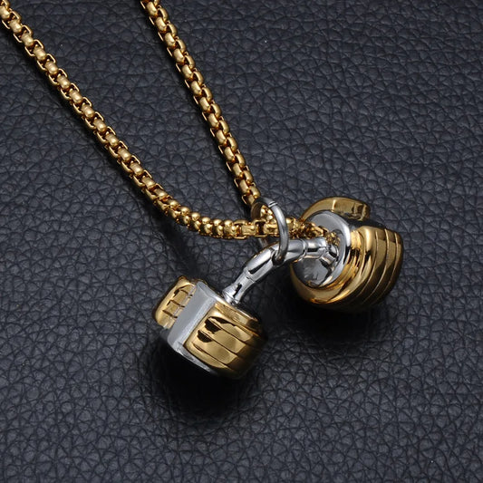 Stainless Steel Dumbbell Pendant Necklace Pendant
