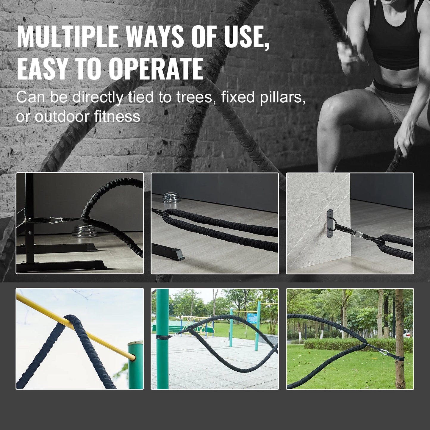 Battle Rope Polyester Exercise Rope Battle Exercise Equipment
