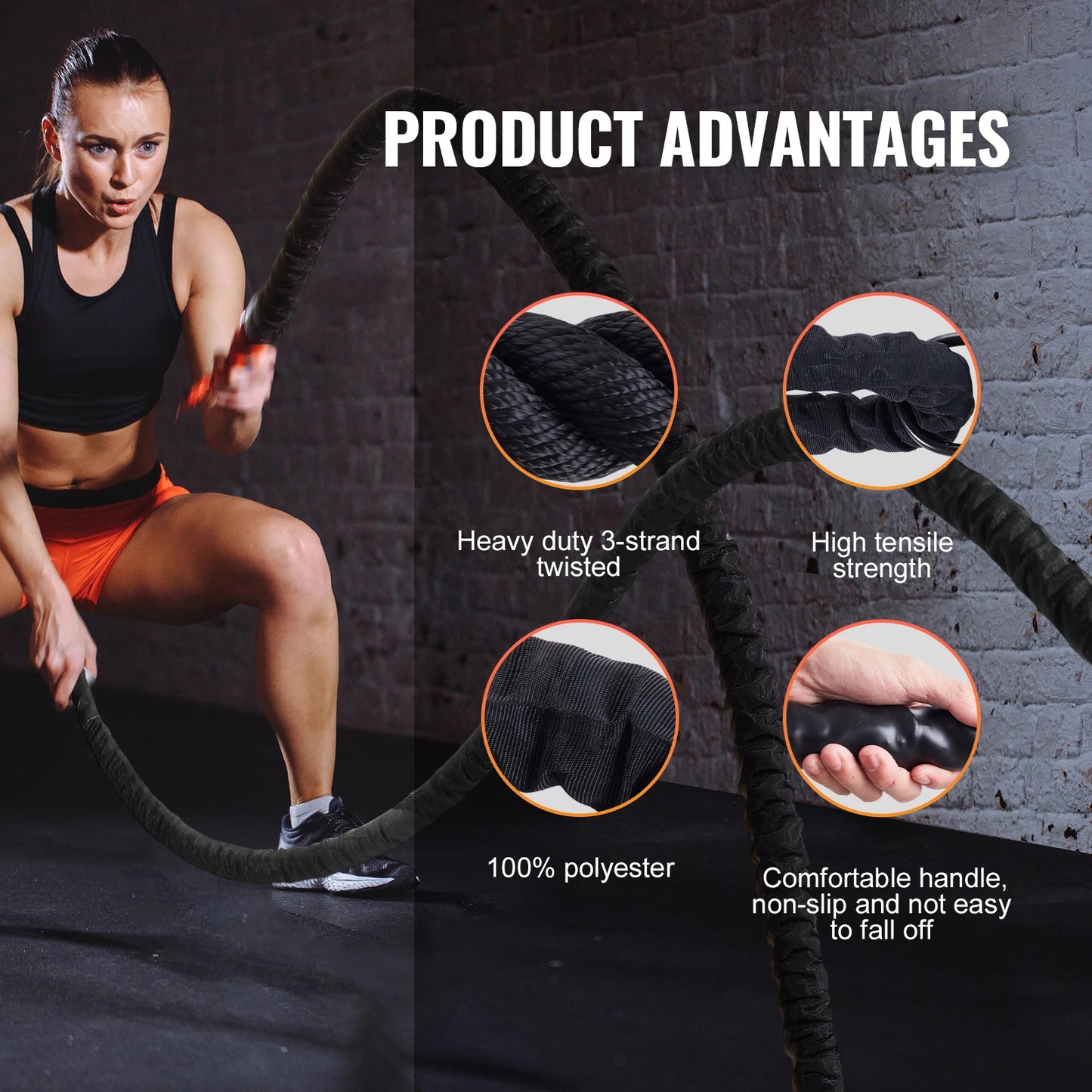 Battle Rope Polyester Exercise Rope Battle Exercise Equipment