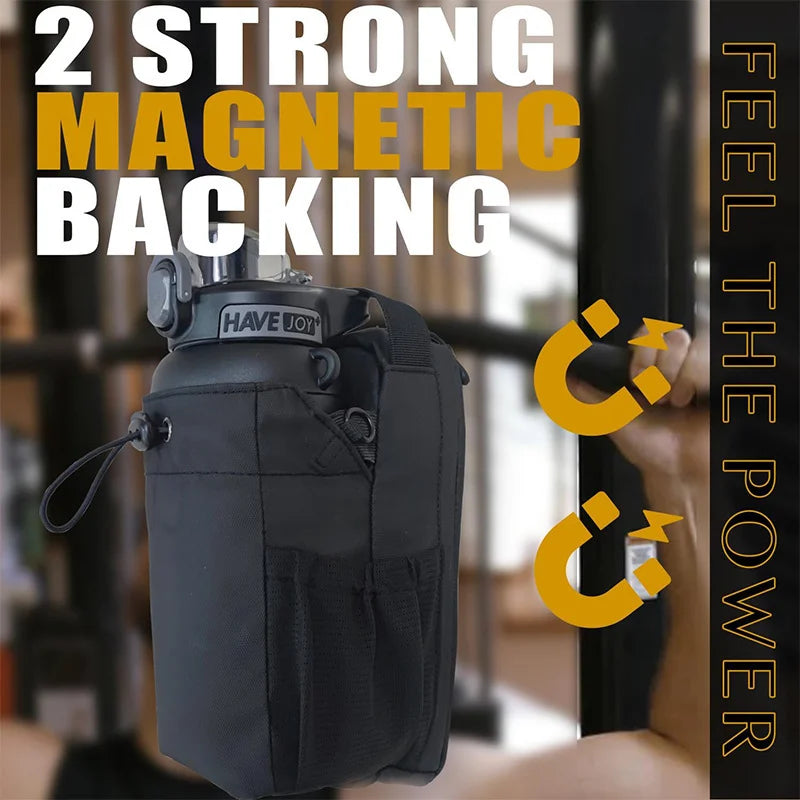 Magnetic Gym Bag With Phone Pocket Portable Gym Water Bottle Holder